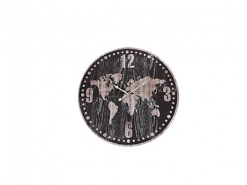 Αναλογικό Ξύλινο Ρολόι Τοίχου, με θέμα χώρες του κόσμου, διαμέτρου 60 εκατοστών
