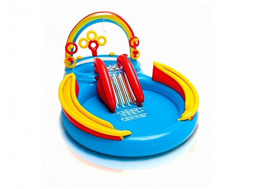 Intex Rainbow ring play center φουσκωτή παιδική πισίνα παιδότοπος, 297x193x135 cm, 57453NP