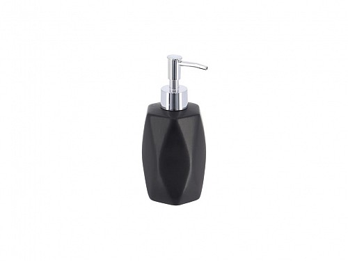 Διανεμητής σαπουνιού Dispenser 330ml, κεραμικό σε σχήμα διαμαντιού, σε μαύρο χρώμα, 7.5x7.5x18 cm