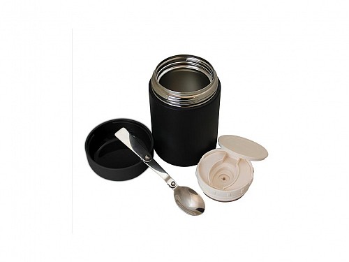 Δοχείο φαγητού θερμός με κουτάλι, ανοξείδωτο χωρητικότητας 0.6L, 9x9x14.8 cm, Lunch box