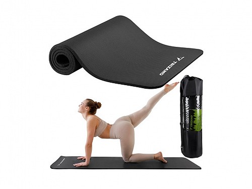 Ανάγλυφο στρώμα γυμναστικής για Yoga/Pilates, με θήκη, σε μαύρο χρώμα, 180x60x1 cm, Yoga mat