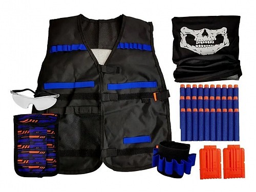 Σετ παιδικό Velcro τακτικό γιλέκο Commando Kit, με γυαλιά προστασίας, περιλαίμιο και σφαίρες, One size