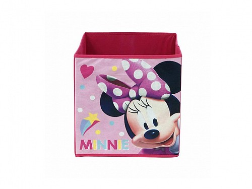 Παιδικό κουτί αποθήκευσης Minnie Mouse, πτυσσόμενο από υφασμα, 31x31x31 cm